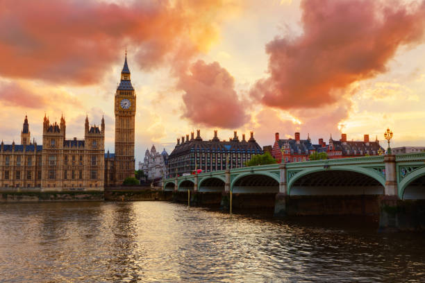 istock Big Ben Clock Tower London at Thames River 641784968