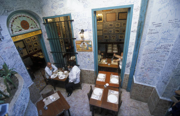 the Bar La Bodeguita del medio in the city of Havana on Cuba in the caribbean sea.