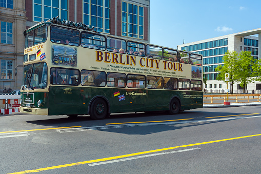 BERLIN, GERMANY - APRIL 2, 2008: Tour double-Decker bus on the streets of city