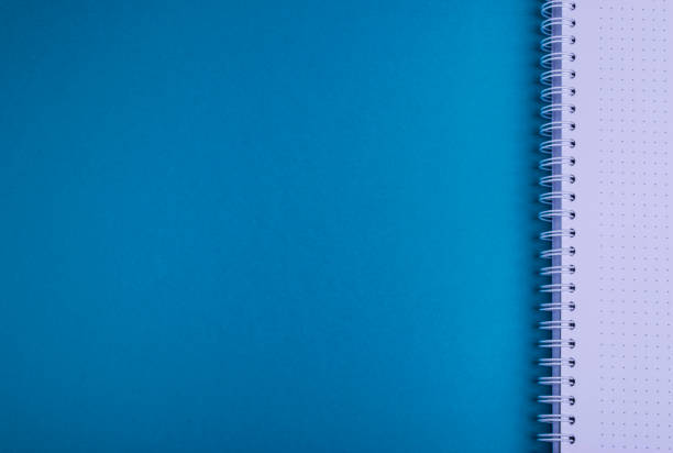 textura de fondo del cuaderno, azul, espacio vacío - spiral notebook open note pad textbook fotografías e imágenes de stock