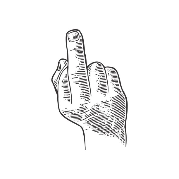 средний палец знак мужской рукой. да пошёл ты. - fuck you stock illustrations