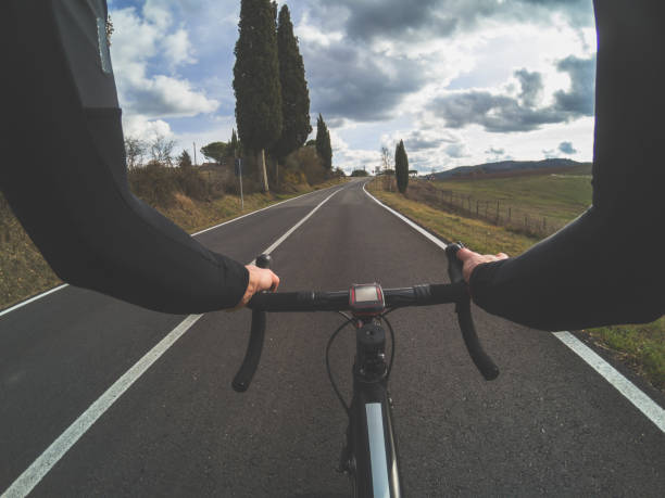 istock Having fun on bicycle in Tuscany. POV 641797814