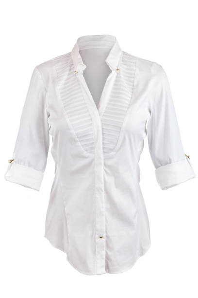 Elegant gray short sleeves blouse isolated over white