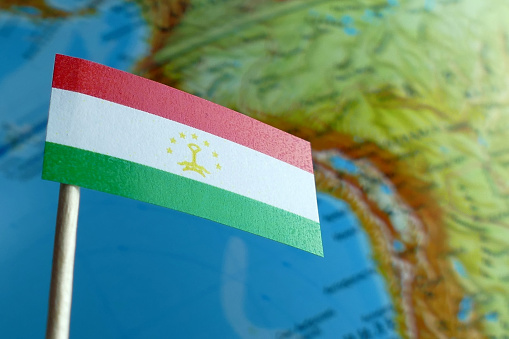 世界地図背景マクロとしてタジキスタンの国旗 タジキスタンのストックフォトや画像を多数ご用意 タジキスタン, 一つ, 世界の国旗