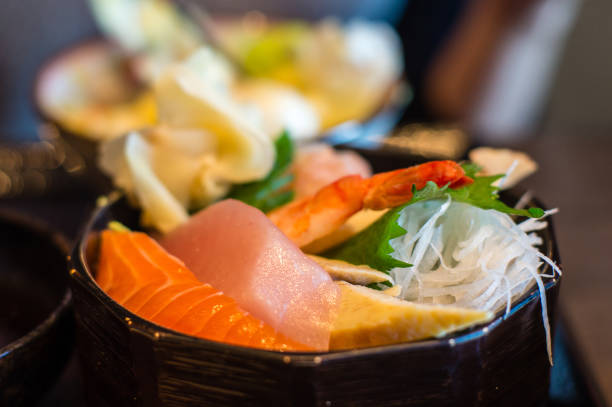 istock Closeup of Chirashi Sashimi Rice Bowl 641805480