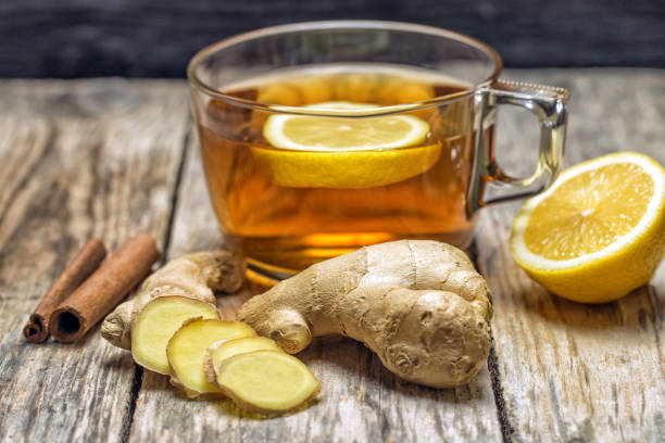 istock Ginger tea in a glass for flu cold winter days 641805666