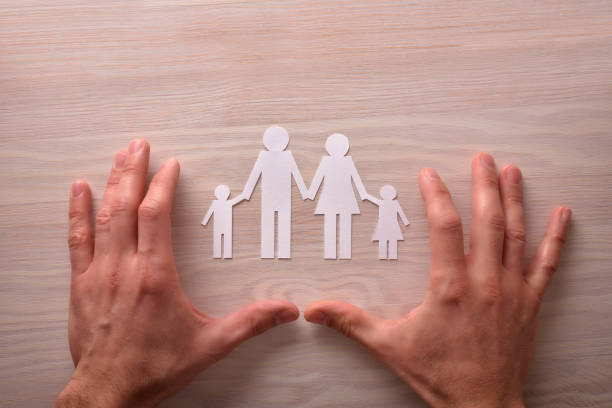 istock Concept of family protection with hands upside down 641806384