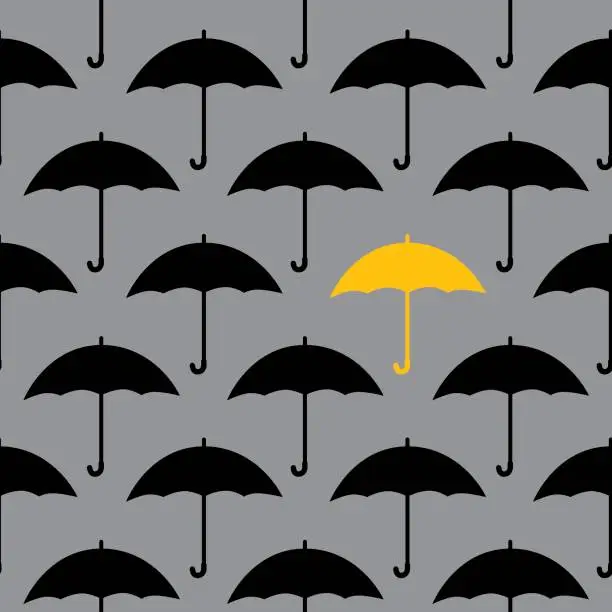 Vector illustration of Black Umbrellas Seamless Pattern