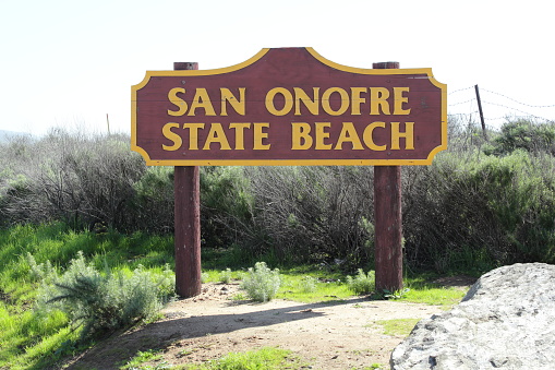 San Onofre State Beach sign just before the turn off.