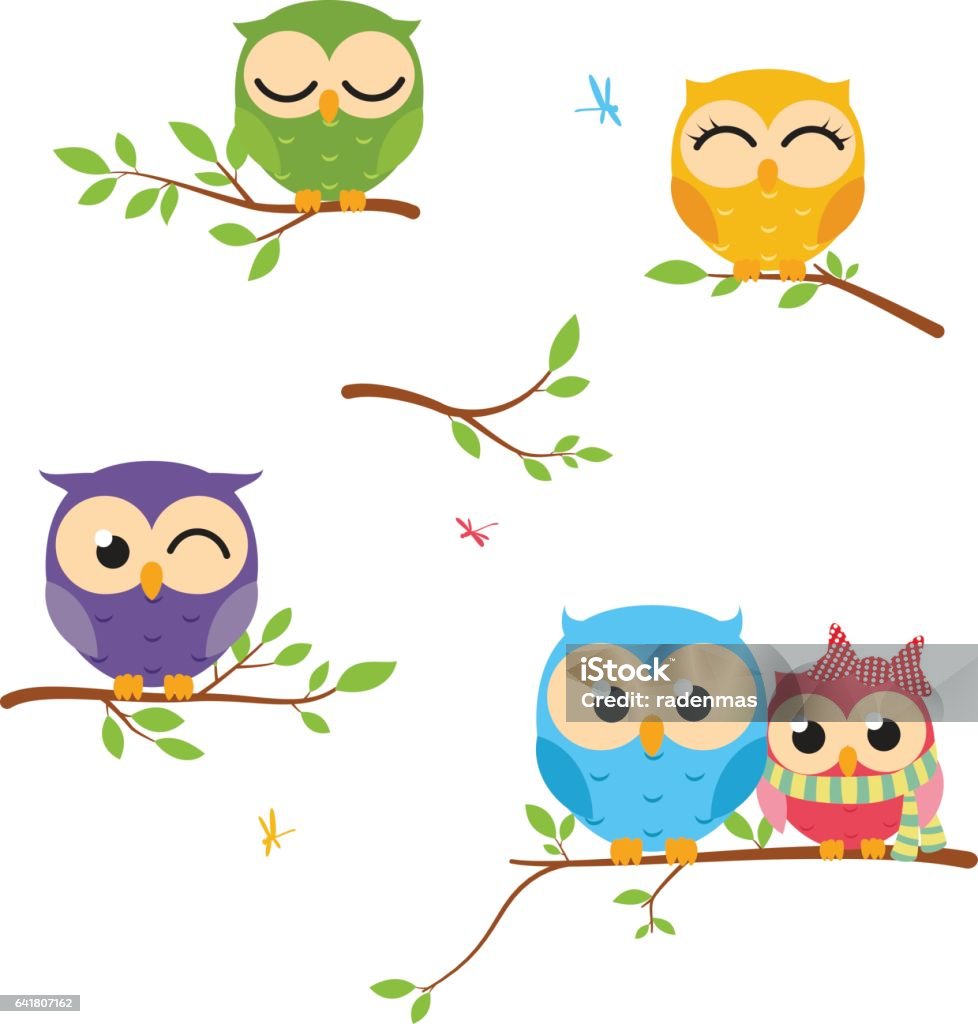 Happy Owl background with tree branch Vector Illustration of Happy Owl background with tree branch Owl stock vector