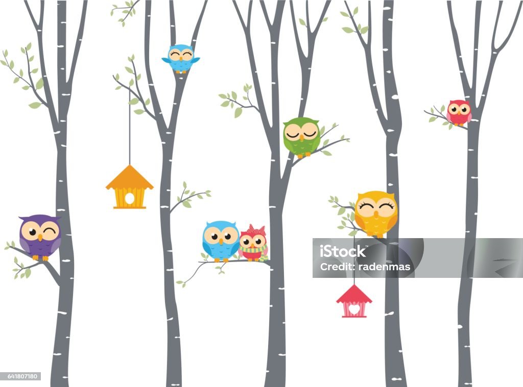 Happy Owl background with tree branch Vector Illustration of Happy Owl background with tree branch Owl stock vector