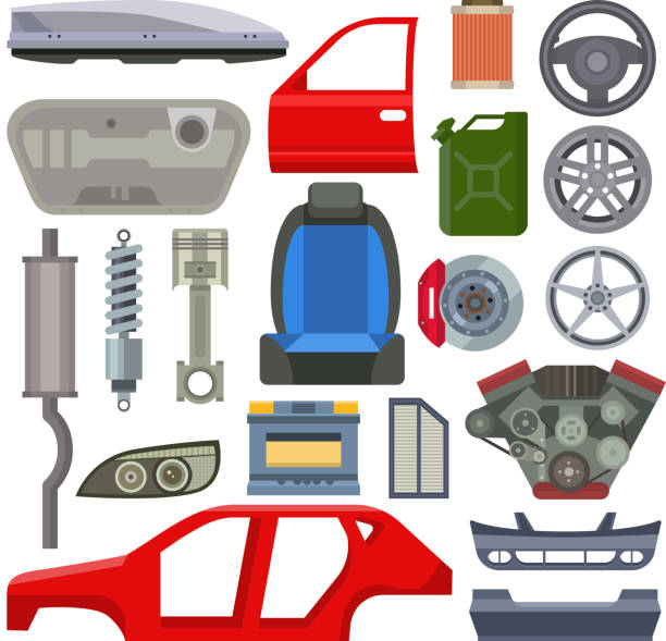 Car service parts mechanic repair flat vector illustration vector art illustration