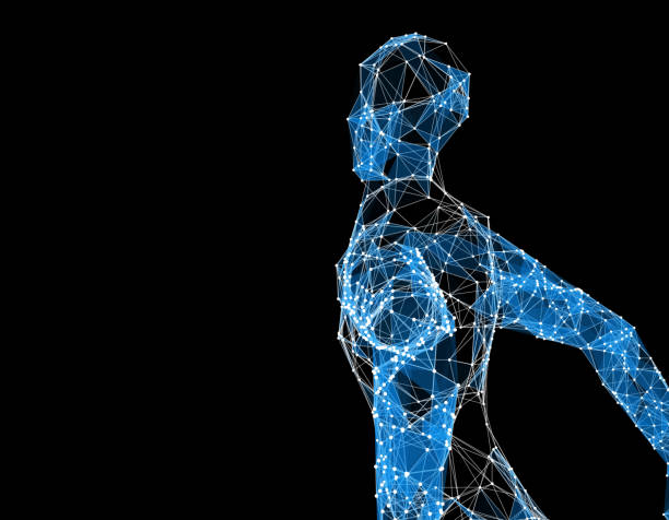 istock Technology sense of the line of human models, technology lines 641809040