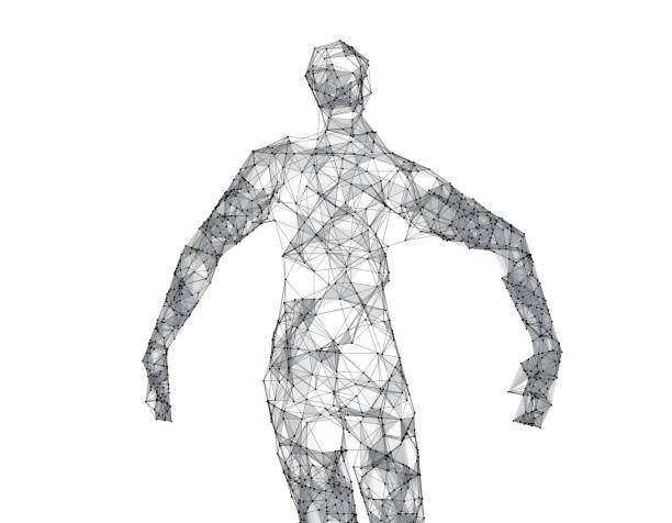 istock Technology sense of the line of human models, technology lines 641809094