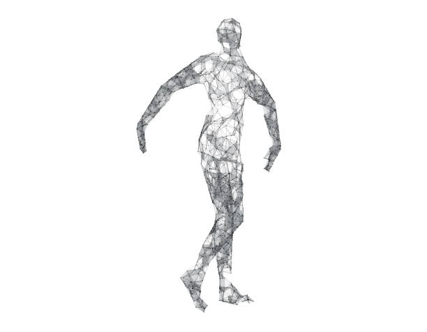 istock Technology sense of the line of human models, technology lines 641809140
