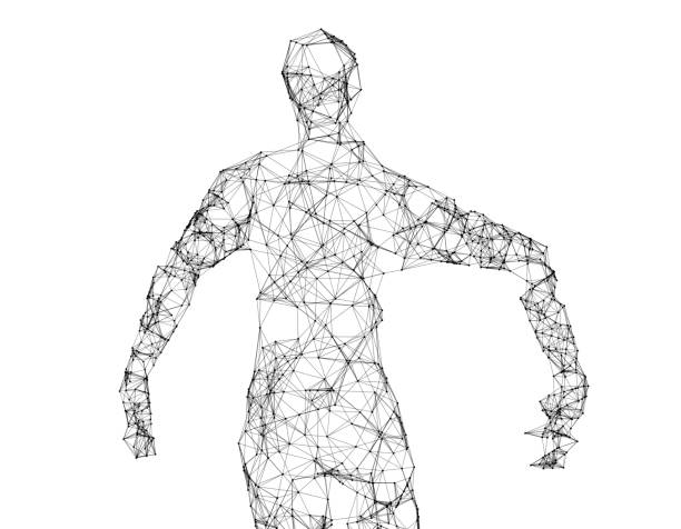 istock Technology sense of the line of human models, technology lines 641809332