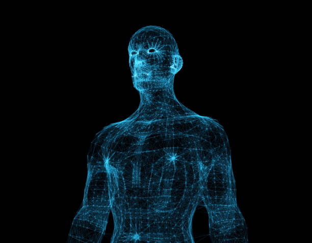istock Technology sense of the line of human models, technology lines 641809526