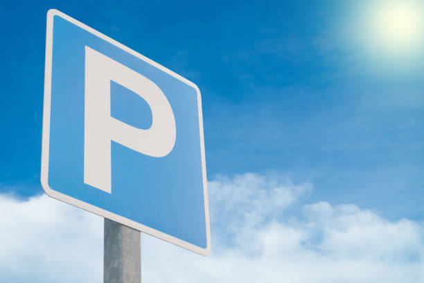 istock Parking sign on sky and cloud background. 641813986