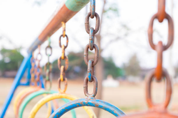 istock colorful old iron ring in playground with blur background 641814972