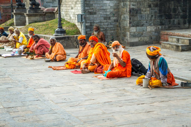 Kathmandu,Nepal - Feb 3,2016: Colorful Sadhu at Pashupatinath Temple in Kathmandu,Nepal.
