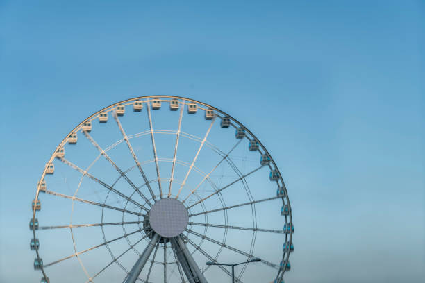 big ferris wheel isolated against blue sky.