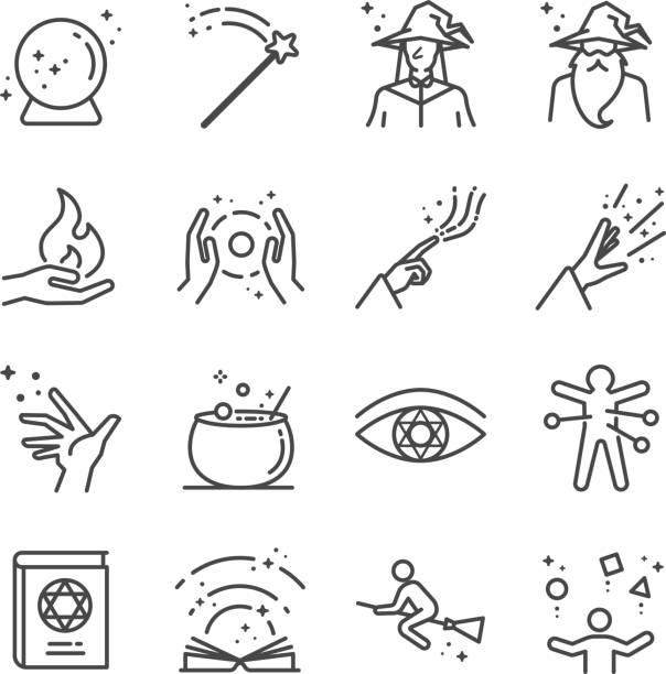 Magic and spell icons set Magic and spell icons set warnock stock illustrations