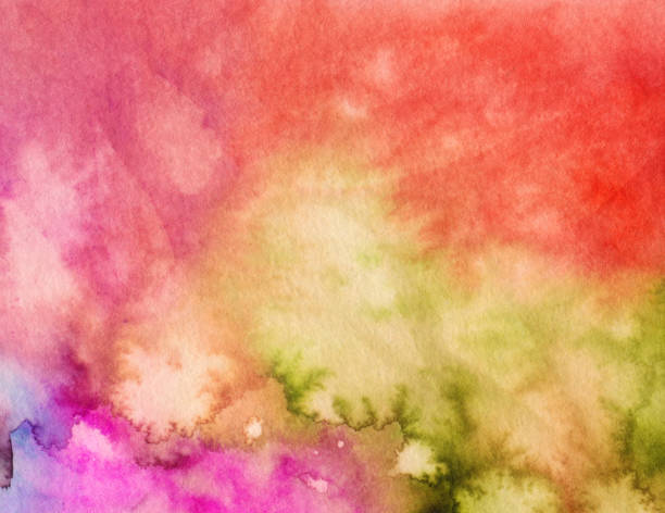 istock Yellow red green hand painted mottled background 641829456