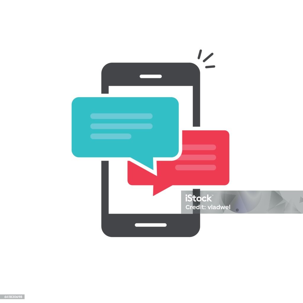 Chatten Sie in Handy-Icon Vektor, flache Smartphone Dialog Blase reden-symbol - Lizenzfrei SMS Vektorgrafik