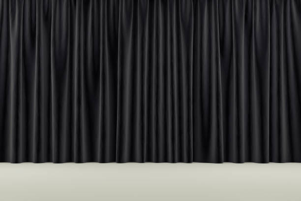 curtain or drapes background. 3d render curtain or drapes background scene. 3d rendering curtain call stock pictures, royalty-free photos & images