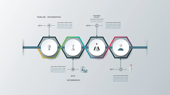Timeline Indesign Image Vector Infographics Timeline Design Template With 3d Paper Label Stock ...