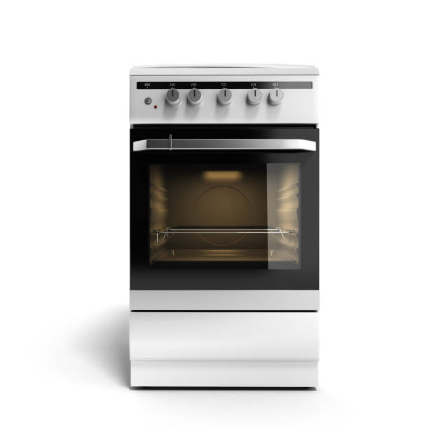 kuchenka gazowa 3d render izolowany na białym tle - piec kuchenka zdjęcia i obrazy z banku zdjęć