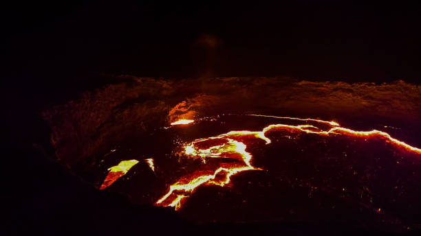 istock Panorama Erta Ale volcano crater, melting lava, Danakil depression, Ethiopia 641836742