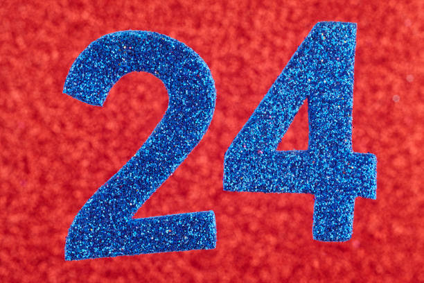 istock Number twenty-four blue color over a red background. Anniversary. 641839290
