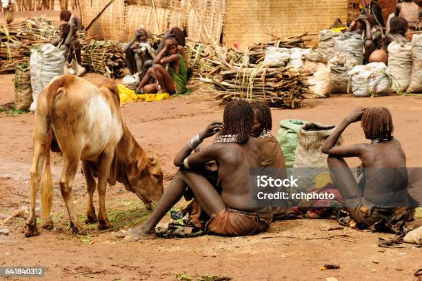 Woman From Hamer People Resting Stock Photo - Download Image Now - Addiction, Adult, Adults Only