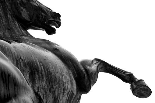 Closeup of a wild stallion sculpture