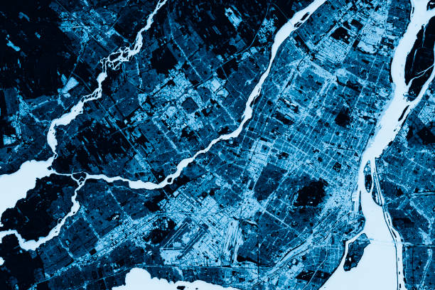 istock Montreal Abstract City Map Top View Dark 641842296