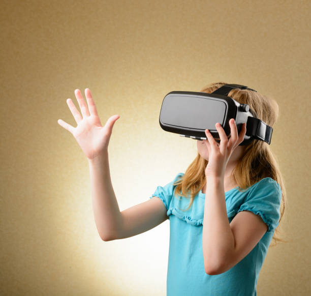 istock Little girl in virtual goggles 641843908