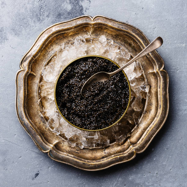 istock Black Sturgeon caviar in can on ice 641845720