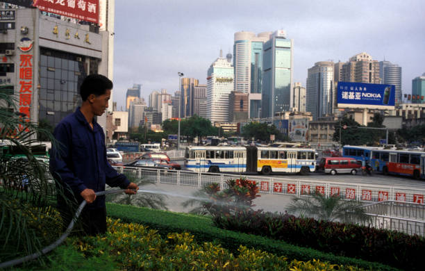 the city of Shenzhen north of Hongkong in the province of Guangdong in china in east asia.