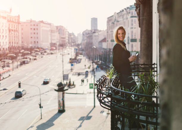 istock Single woman on hotel balcony 641846832