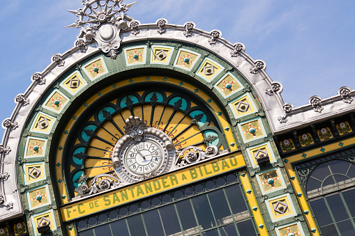 Closeup of Historical Building Abando train station