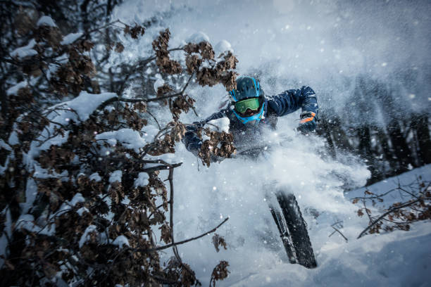 istock Man rides fat bike in the forest 641855622