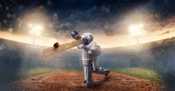 cricket: il momento del gioco - battitore del cricket foto e immagini stock
