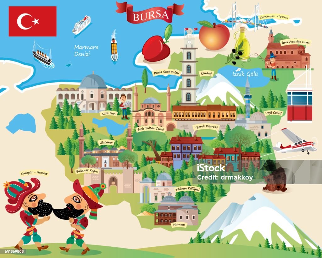 Cartoonkarte Von Bursa Stock Vektor Art und mehr Bilder von Bursa Cartoonkarte Von Bursa Stock Vektor Art und mehr Bilder von Bursa