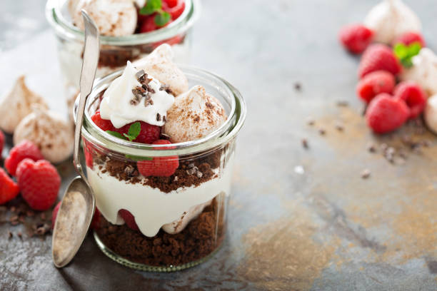 istock Layered dessert with chocolate cake and whipped cream 641876374