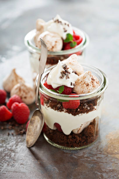istock Layered dessert with chocolate cake and whipped cream 641876390