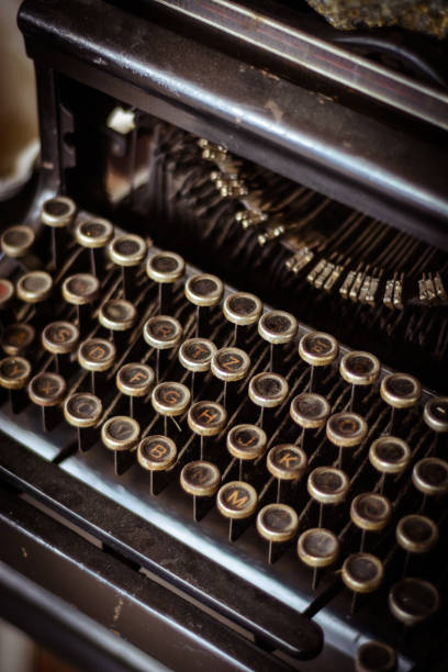 istock Old and vintage typing machine detail 641876462
