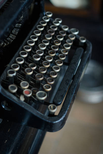 istock Old and vintage typing machine detail 641876488