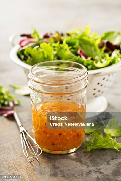 Italian Vinaigrette Dressing In A Mason Jar Stock Photo - Download Image Now - Salad Dressing, Vinaigrette Dressing, Balsamic Vinegar