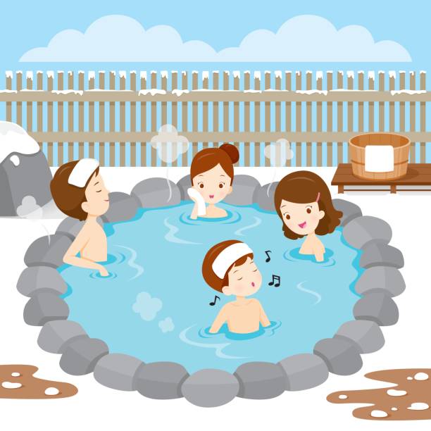 露天風呂 イラスト素材 温泉 温泉 日本 旅館 Istock 露天風呂 イラスト素材 温泉 温泉 日本 旅館 Istock